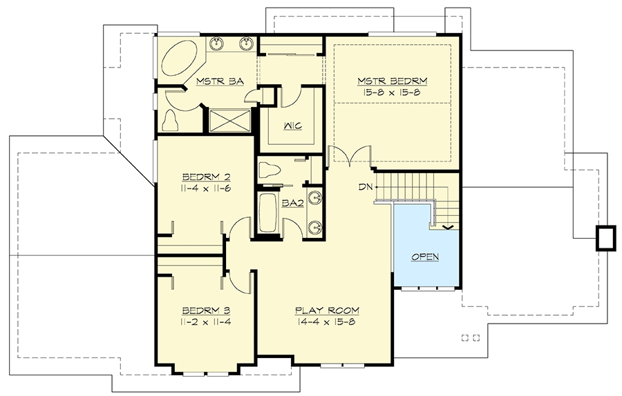 Plan 23049JD: 3-Car Craftsman House Plan With Several Alternate Versions - Floor Plan - 2nd Floor - Northwest