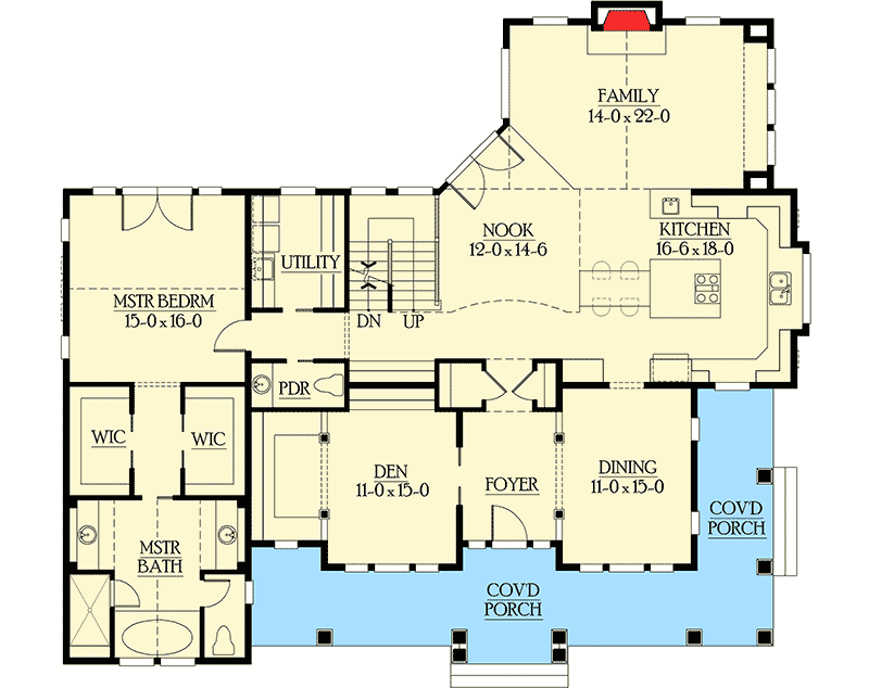 Plan 23163JD: Open Layout with Master on Main - Floor Plan - Main Level - Country, Craftsman, Northwest