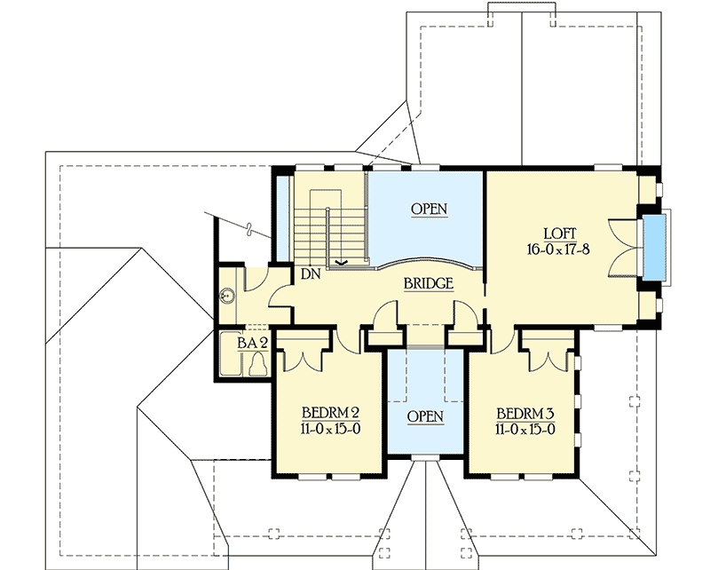 Plan 23163JD: Open Layout with Master on Main - Floor Plan - 2nd Floor - Country, Craftsman, Northwest