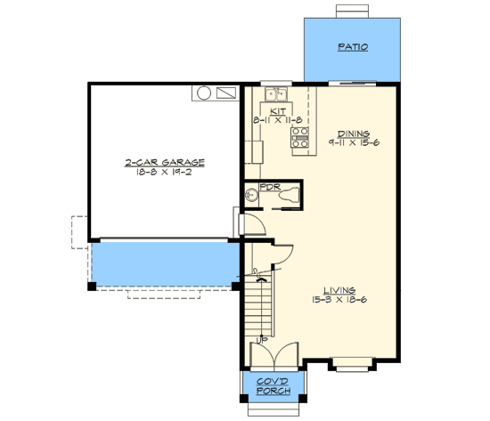 Plan 23454JD: Narrow Lot Craftsman Home Plan - Floor Plan - Main Level - Craftsman, New American, Northwest