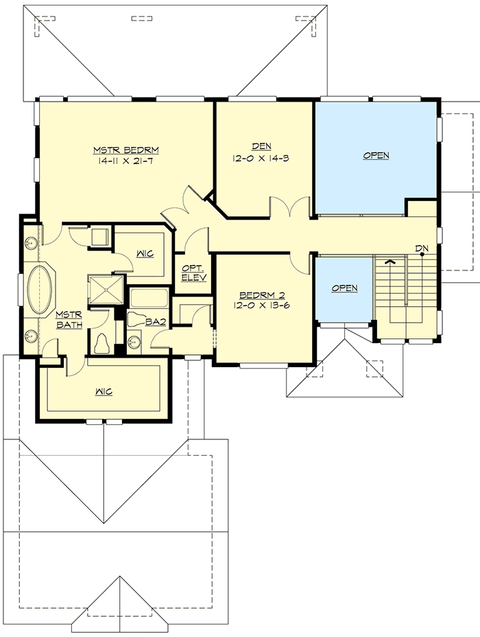 Plan 23560JD: Craftsman Home with Lower Level Options - Floor Plan - 2nd Floor - Craftsman, New American, Northwest