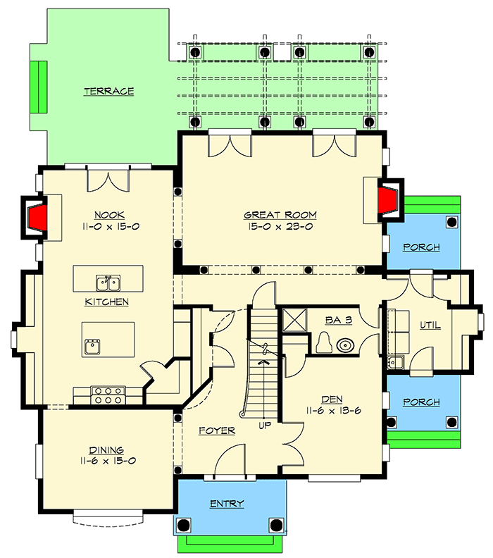 Plan 2366JD: Charming Cottage with Greatroom Design - Floor Plan - Main Level - Northwest