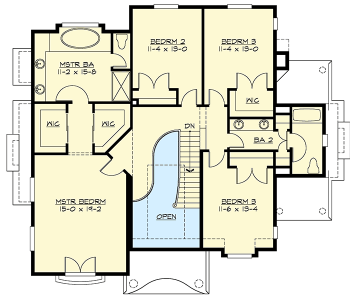Plan 2366JD: Charming Cottage with Greatroom Design - Floor Plan - 2nd Floor - Northwest