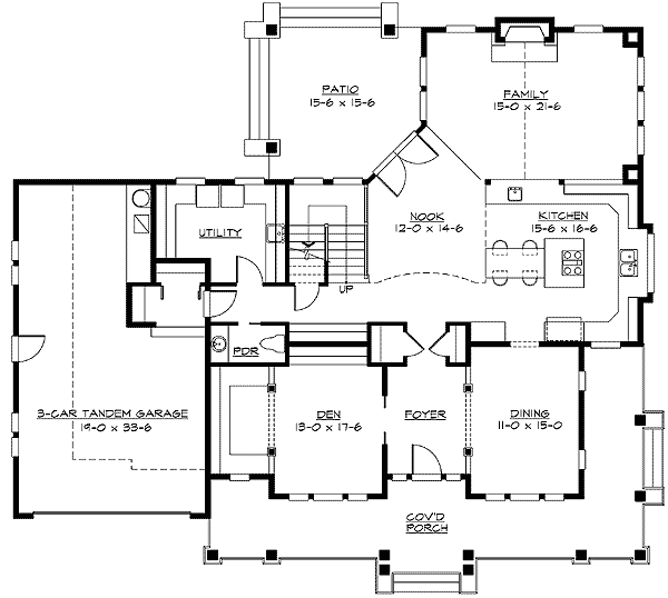 Plan 2370JD: Sitting Pretty - Floor Plan - Main Level - Craftsman, Northwest, Shingle