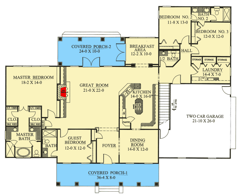 Plan 2510DH: Southern Elegance - Floor Plan - Main Level - Southern, Traditional
