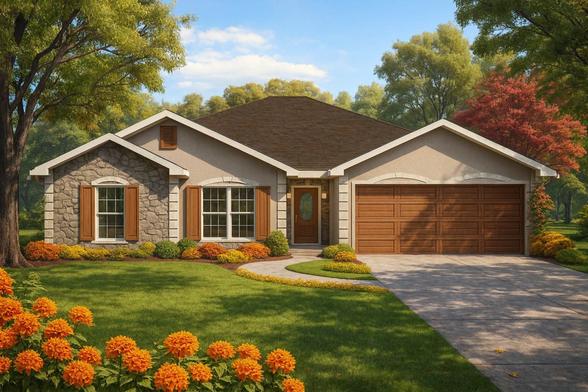 Plan 2554DH: 3-Bed European Ranch House Plan with Spacious Rear Porch