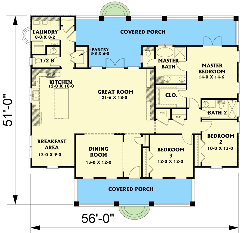Plan 2592DH: Single-Story Southern Country House Plan with Formal Dining Room - 1958 Sq Ft - Floor Plan - Main Level - Country, Southern
