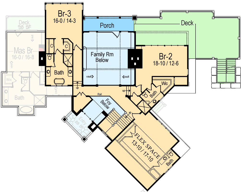 Plan 26602GG: Refined Rustic Showstopper - Floor Plan - 2nd Floor - Craftsman, Mountain, Rustic, Vacation