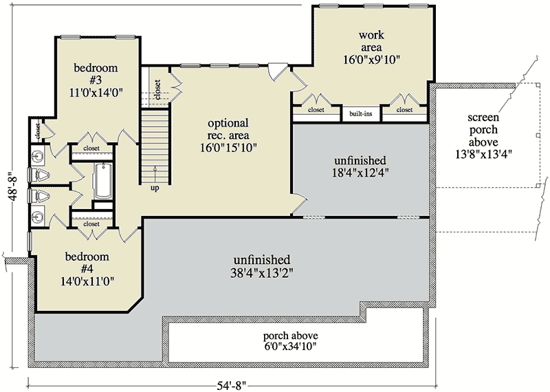Plan 29844RL: Country Mountain House Plan with Office Access from Master Suite - 2109 Sq Ft - Floor Plan - Basement - Country, Craftsman, Mountain, Rustic