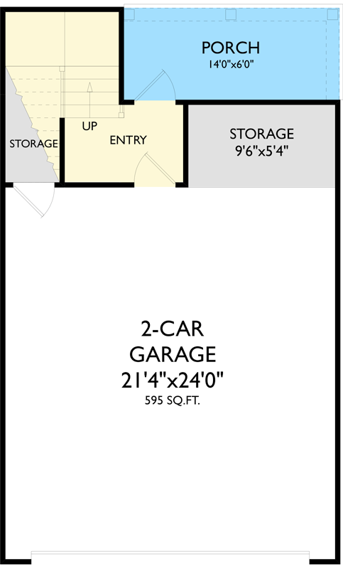Plan 29852LDG: 2-Car Detached Garage ADU Plan with 1-Bedroom Apartment Above  - Floor Plan - Main Level - Colonial, Cottage, Country, Traditional