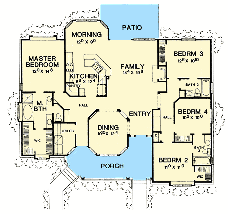 Plan 3092D: Split Bedroom Charmer - Floor Plan - Main Level - Country, Farmhouse