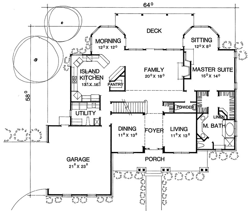 Plan 3123D: Comfortable Country Styling - Floor Plan - Main Level - Country, Southern
