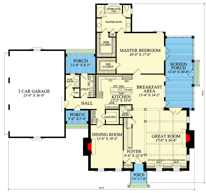 Plan 32416WP: Classically Beautiful Home Plan - Floor Plan - Main Level - Colonial, Georgian, Traditional