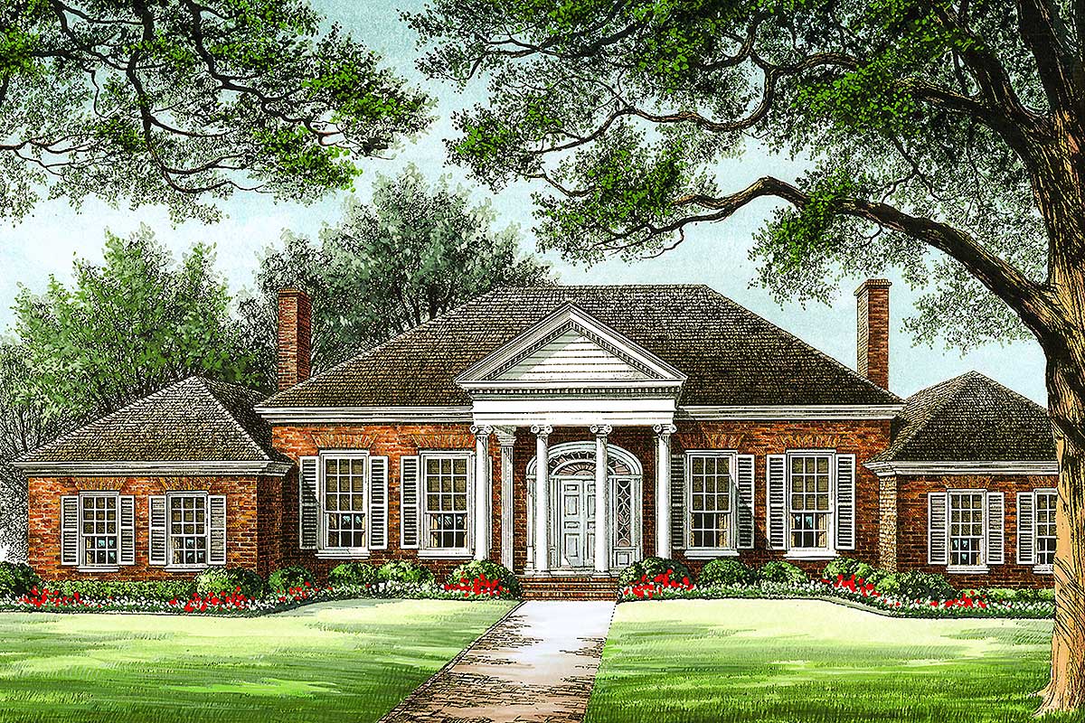 Plan 32462WP: Grand One-Level Home Plan