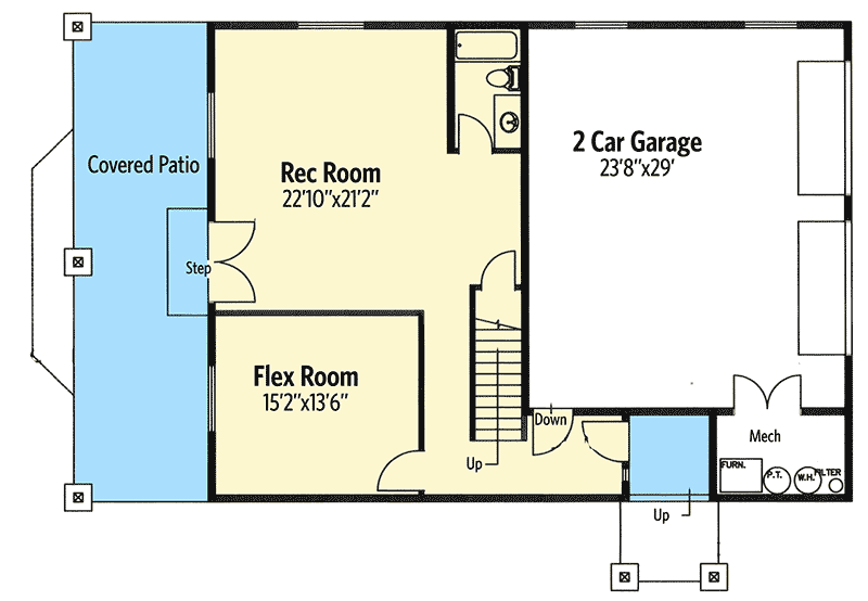 Plan 35515GH: Easy-To-Build House Plan with 2 Bedrooms and a Flex Room - Floor Plan - Main Level - Mountain, Northwest, Vacation