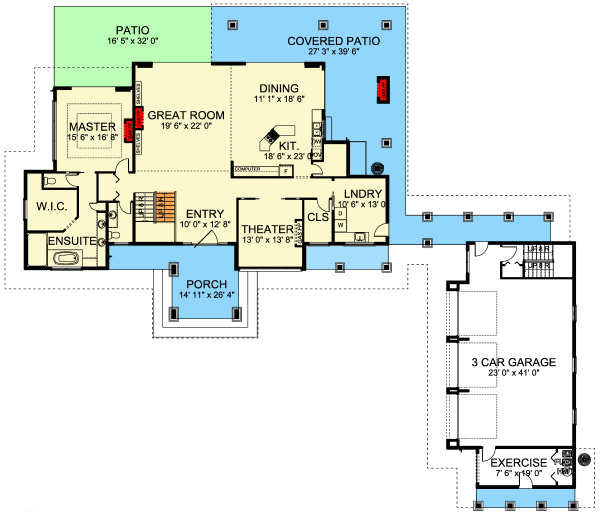 Plan 67729MG: Northwest House Plan with Garage Apartment - Floor Plan - Main Level - Northwest, Prairie