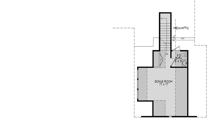 Plan 68427VR: Craftsman House Plan with Bonus Room - 2600 Sq Ft - Floor Plan - Bonus Level