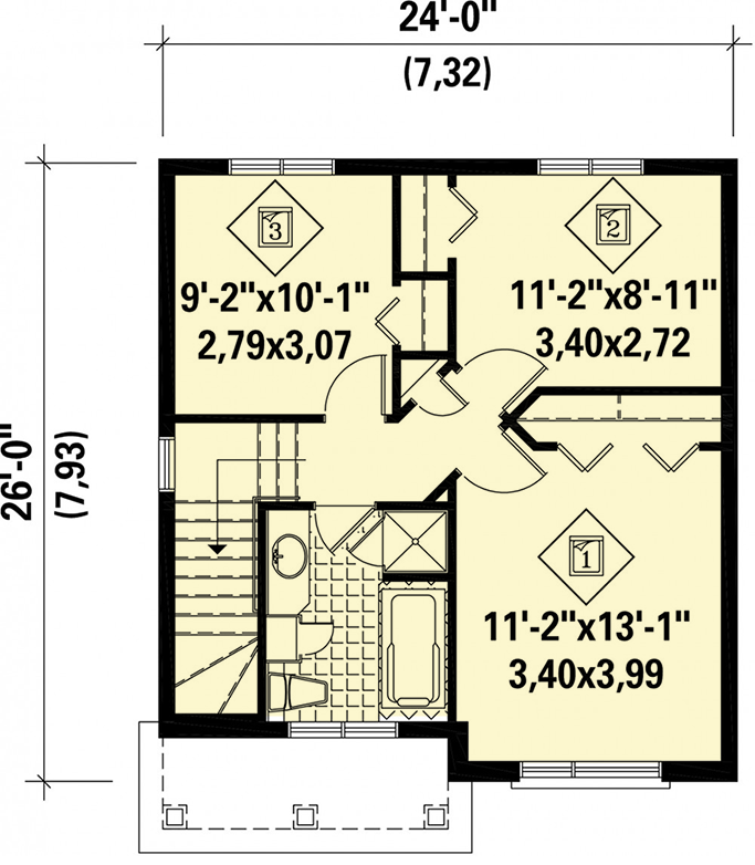 Plan 80885PM: Compact Two-Story Northwest House Plan - 1200 Sq Ft - Floor Plan - 2nd Floor - Northwest, Traditional
