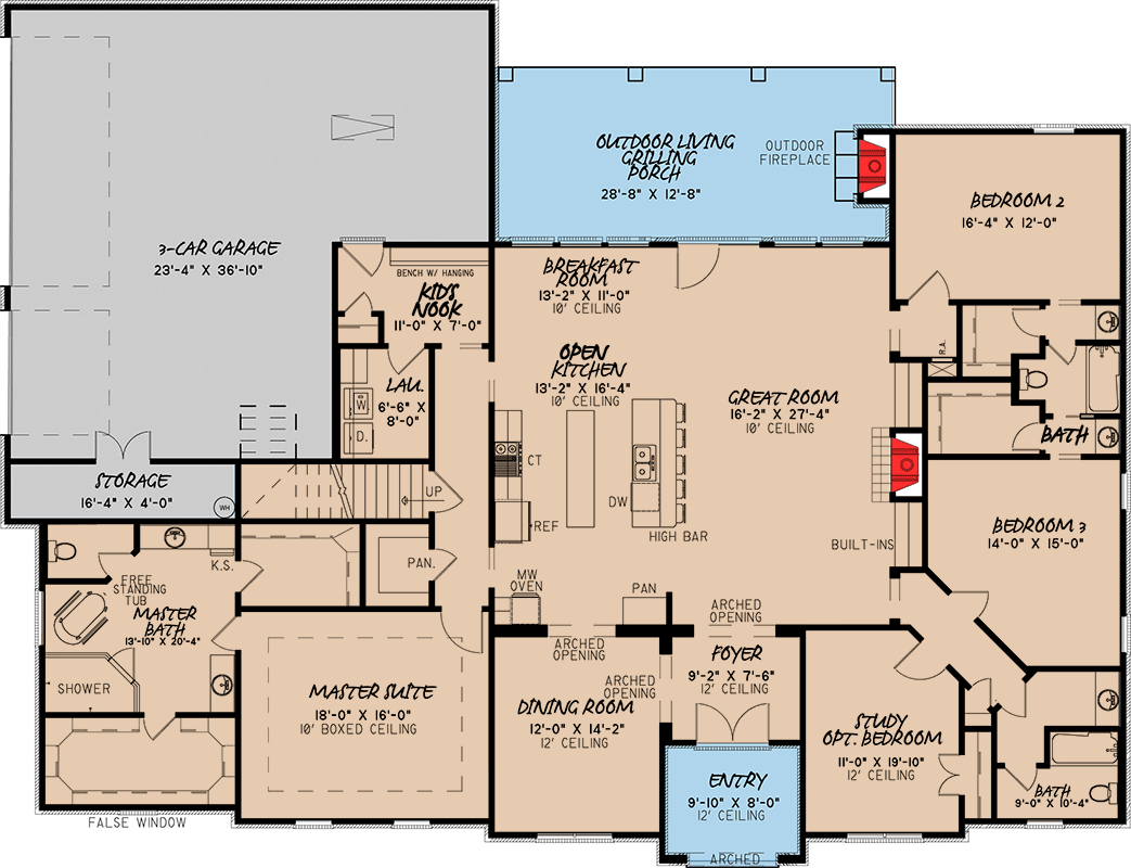Plan 70527MK: Elegant Traditional European Style Home with Up To 4 Beds - Floor Plan - Main Level - European, French Country, Traditional