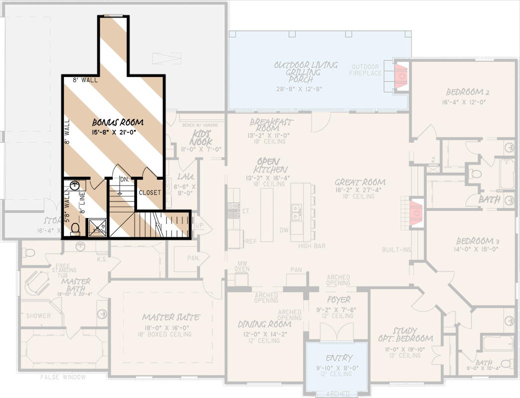 Plan 70527MK: Elegant Traditional European Style Home with Up To 4 Beds - Floor Plan - Bonus Room - European, French Country, Traditional