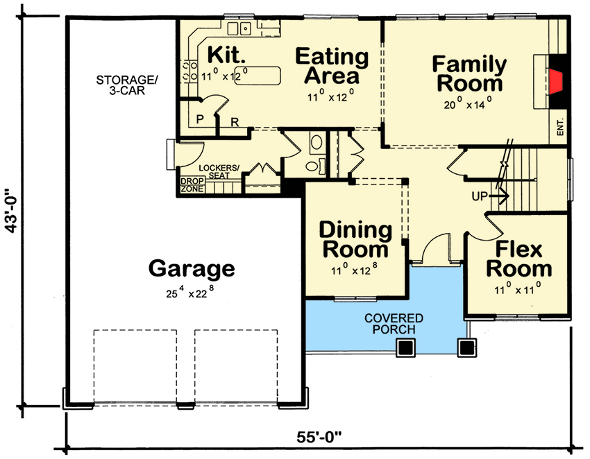 Plan 42385DB: Two-Story Craftsman with Flex Room - Floor Plan - Main Level - Craftsman, Northwest