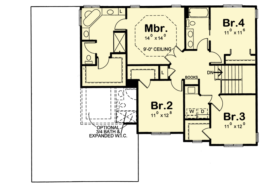 Plan 42385DB: Two-Story Craftsman with Flex Room - Floor Plan - 2nd Floor - Craftsman, Northwest