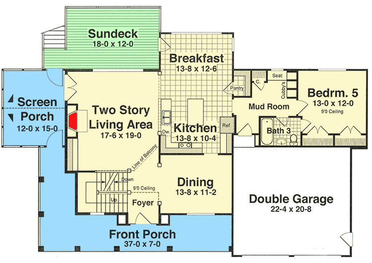 Plan 92096VS: Traditional House Plan with Wrap-Around Porch - Floor Plan - Main Level - Traditional