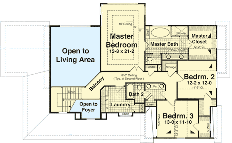 Plan 92096VS: Traditional House Plan with Wrap-Around Porch - Floor Plan - 2nd Floor - Traditional
