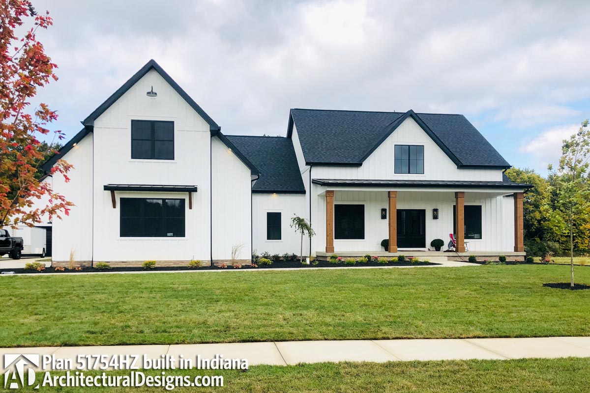 Modern Farmhouse Plan 51754HZ Comes to Life in Indiana