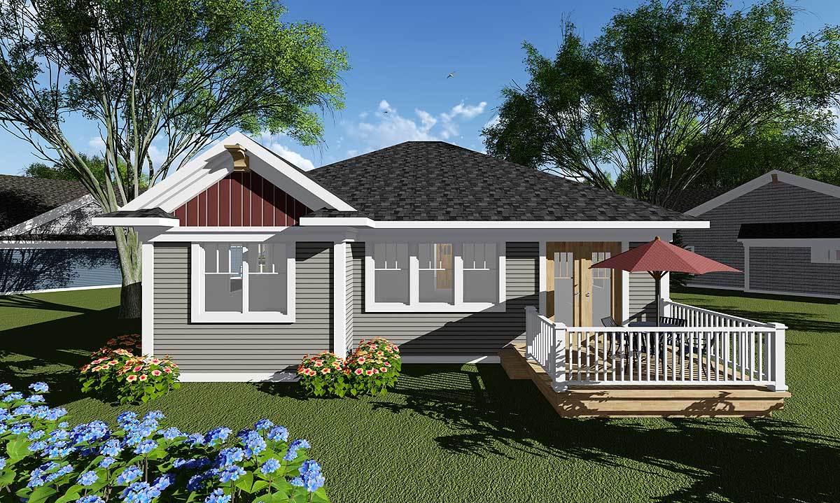 2 Bed Craftsman Bungalow with Open Concept Floor Plan - 890005AH ...