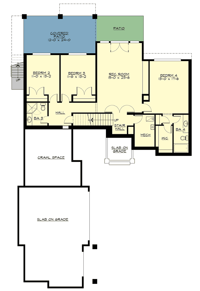 4 Bed Rugged Craftsman with Vaulted Foyer and Great Room - 23679JD floor plan - Lower Level
