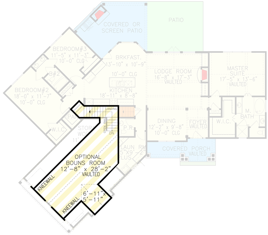 Plan 25632GE: Affordable Gable Roofed Ranch Home Plan With Basement - Floor Plan - Bonus - Craftsman, Northwest, Rustic
