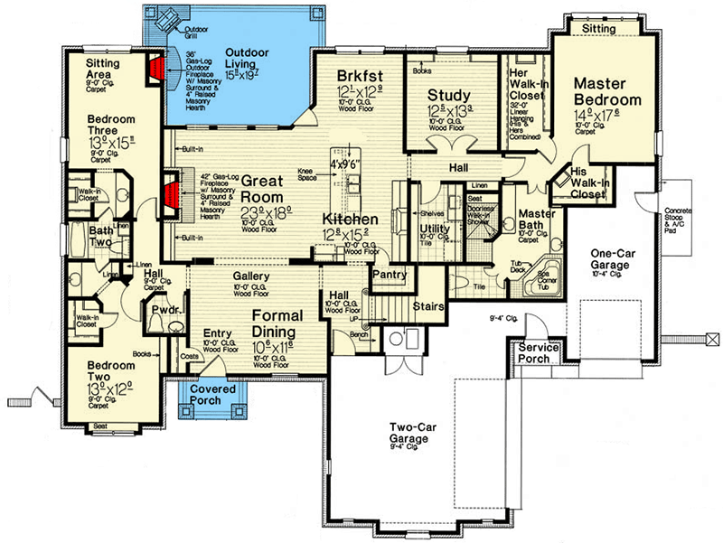 Plan 48558FM: European House Plan with Future Space - Floor Plan - Main Level - European, French Country