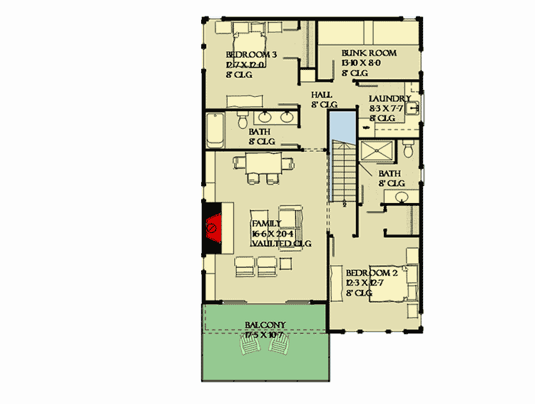 Plan 970022VC: Charming 3 or 4 Bed Vacation Home with Large Screen Porch - Floor Plan - 2nd Floor - Coastal, Cottage, Vacation