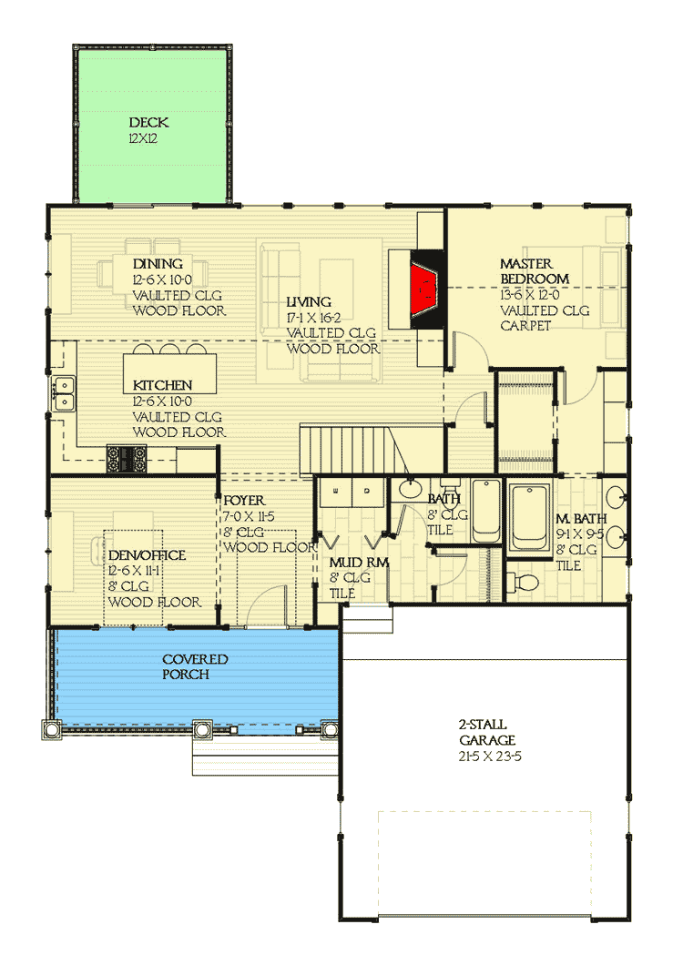 Plan 970036VC: Country House Plan for a Sloping Lot - Floor Plan - Main Level - Country, Traditional