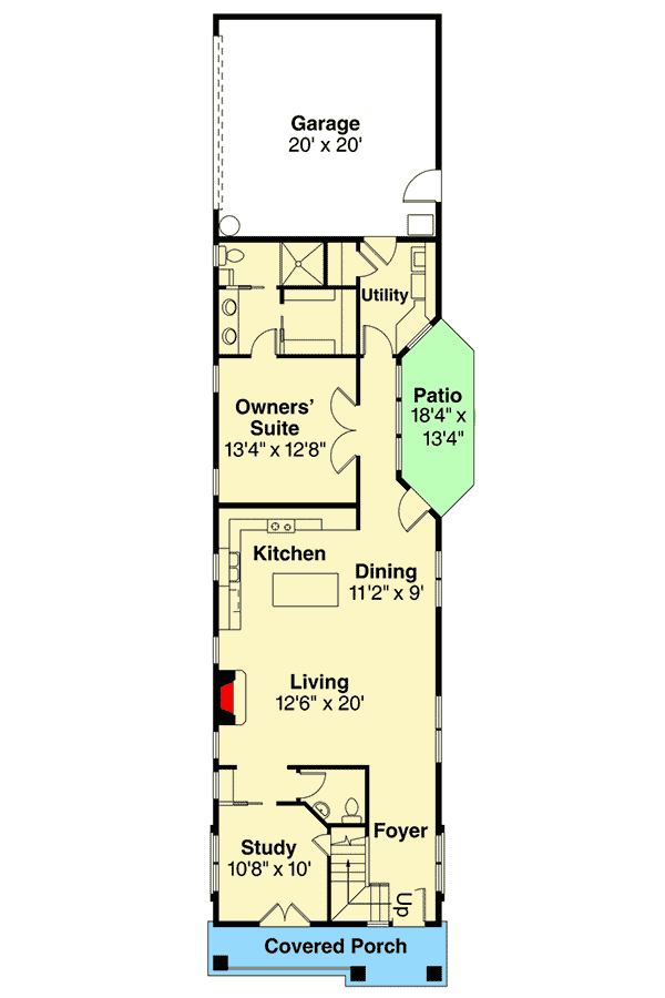 Northwest Townhouse Home - 72881DA floor plan - Main Level