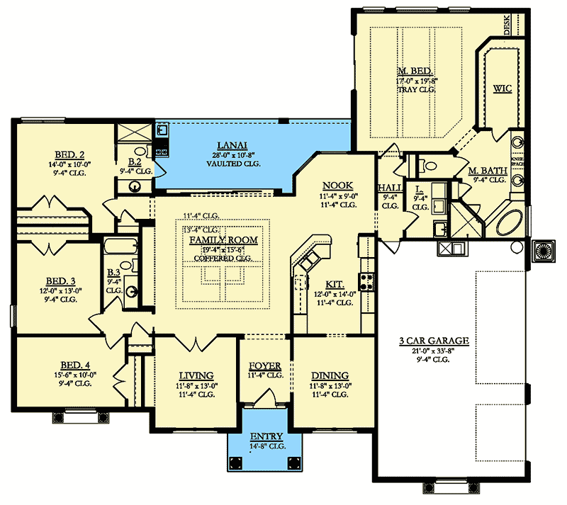 Plan 82218KA: One Level European House Plan - Floor Plan - Main Level - European, Southern