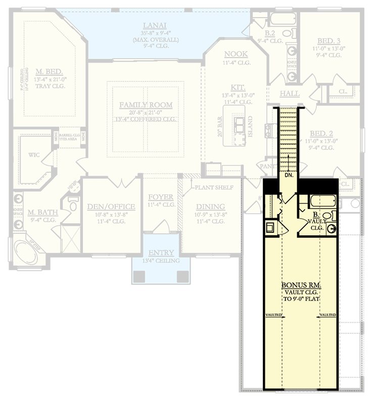 Plan 82221KA: Southern House Plan With Optional Bonus Room - Floor Plan - Bonus Over Garage - Southern, Traditional