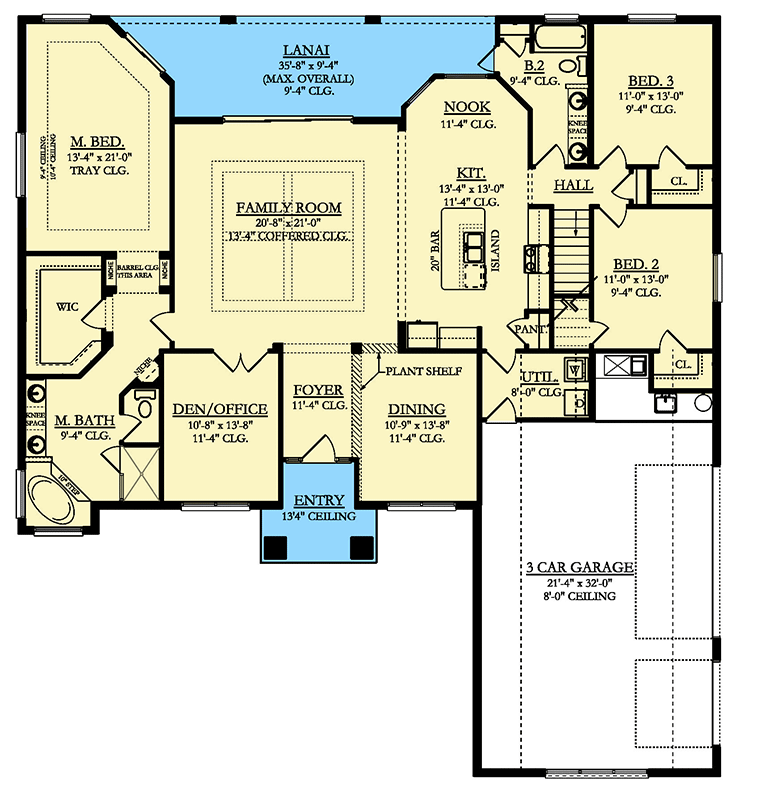 Plan 82221KA: Southern House Plan With Optional Bonus Room - Floor Plan - Main Level - Southern, Traditional