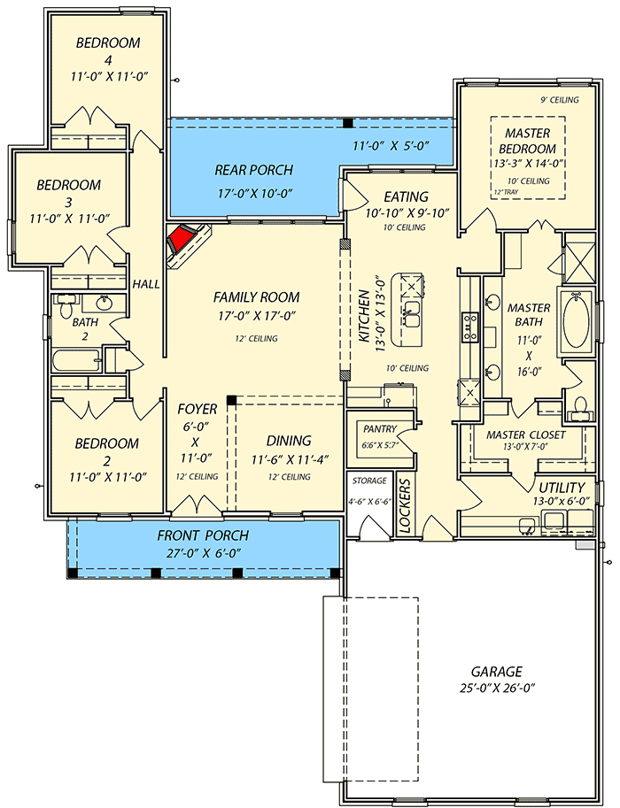 Plan 83898JW: Southern House Plan with Open Floor Plan - Floor Plan - Main Level - Southern, Traditional