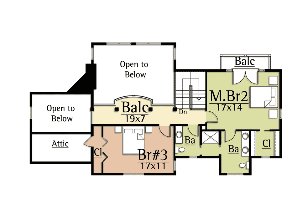 Plan 18836CK: Open Living Farmhouse - Floor Plan - 2nd Floor - Farmhouse, Rustic, Vacation