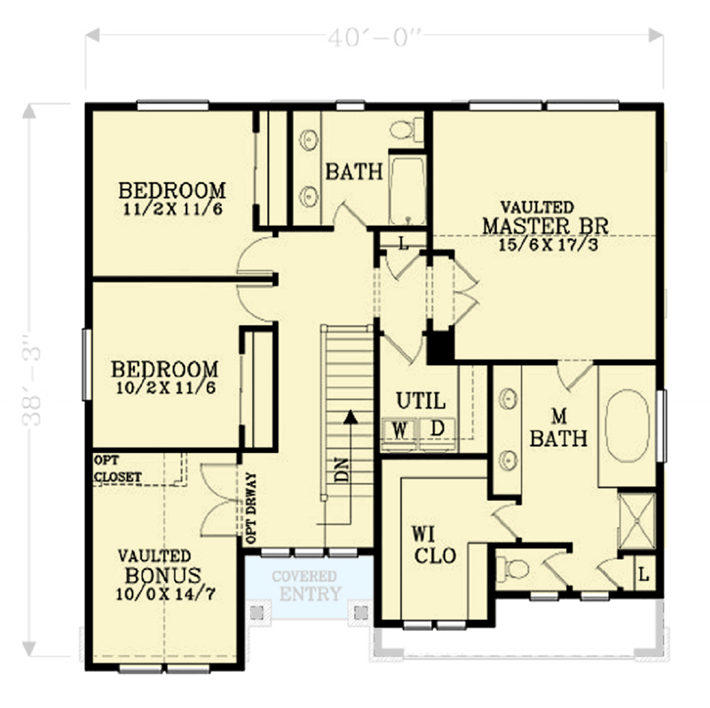 Plan 2886J: Three to Four Bedrooms Plus Bonus Space - 2399 Sq Ft - Floor Plan - 2nd Floor - Craftsman, Northwest, Traditional