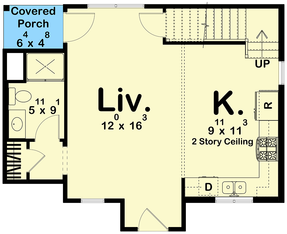 Plan 62693DJ: Cabin Getaway With Vaulted Living Room - Floor Plan - Main Level - Cottage, Vacation