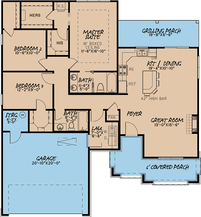 Plan 70563MK: 3-Bed House Plan with Open Floor Plan Design - Floor Plan - Main Level - Traditional