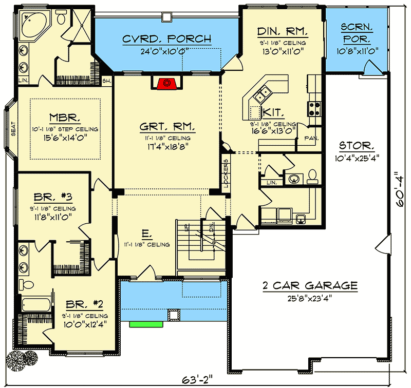 Plan 890053AH: Craftsman House Plan with Optional Bonus Space - Floor Plan - Main Level - Craftsman, Northwest, Ranch