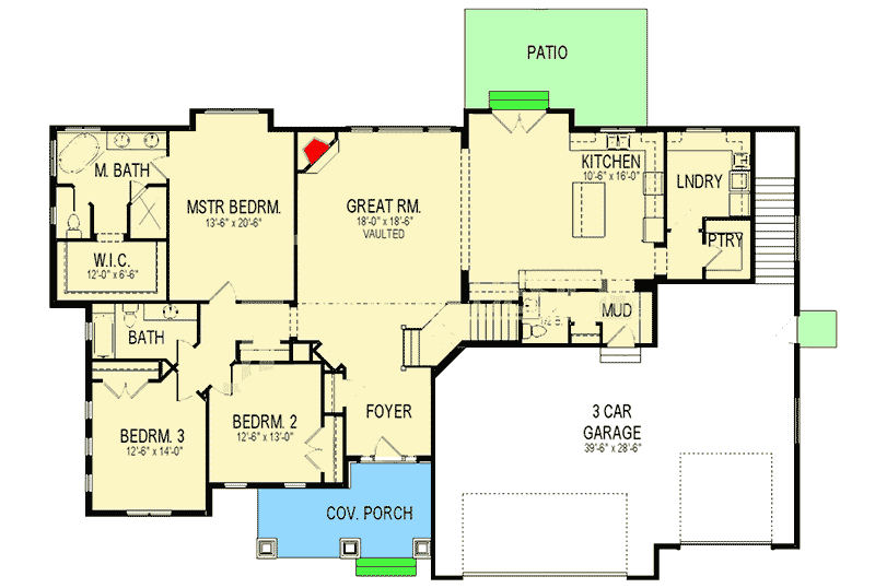Plan 290036IY: Craftsman House Plan with Optional Lower Level - Floor Plan - Main Level - Craftsman, Northwest