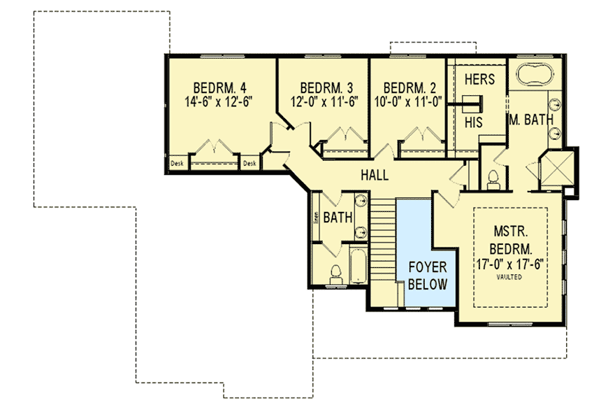 Plan 290044IY: Craftsman with Optional Finished Lower Level - Floor Plan - 2nd Floor - Craftsman, Northwest