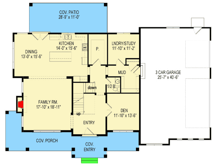 Plan 290051IY: Five or Six Bedroom Craftsman Farmhouse - Floor Plan - Main Level - Craftsman, Farmhouse, Traditional