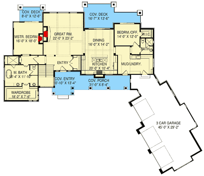 Plan 290064IY: Modern Prairie House Plan with Expansion Possibilities - Floor Plan - Main Level - Contemporary, Modern, Prairie