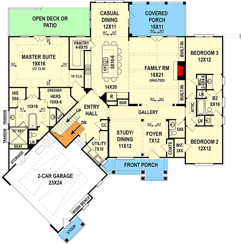Plan 12311JL: Rugged Craftsman House Plan with Expansion Possibilities - 2764 Sq Ft - Floor Plan - Main Level - Craftsman, Mountain, Rustic